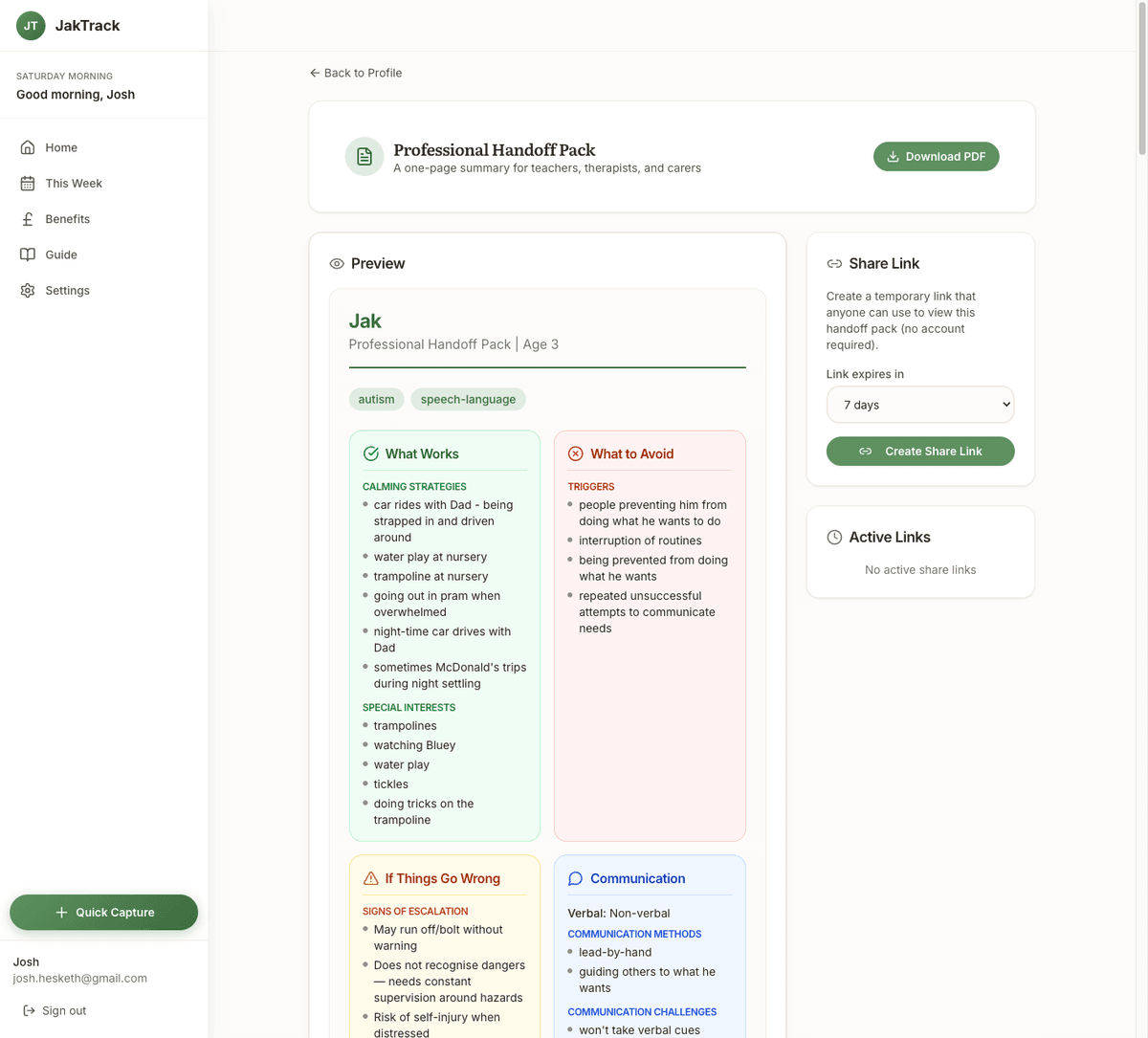 Professional handoff pack showing what works, what to avoid, and communication style